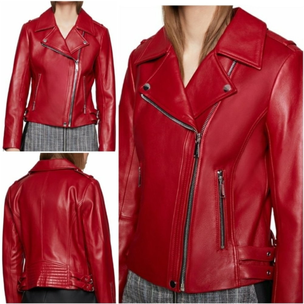 BCBGeneration Red Leather  Jacket NWT$348